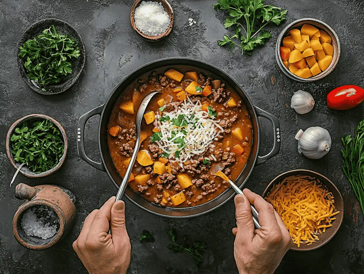 Reparation Steps For Hearty Hamburger Potato Soup