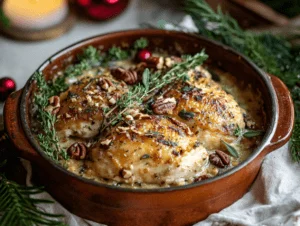 A Beautifully Baked Chicken Dressing Topped