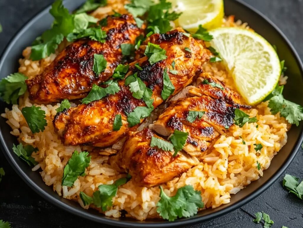 A Final Plated Dish Of Chicken And Rice Beautiful