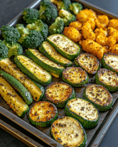 Zucchini and broccoli prepared in an air fryer for a keto diet
