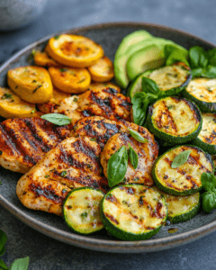 A balanced keto meal made in an air fryer