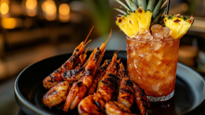 Barbecue Shrimp With Tropical Pineapple Cocktail