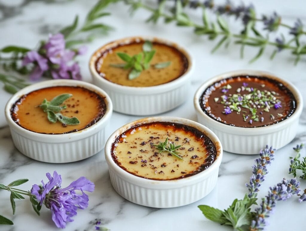 Classic crème brûlée dessert with caramelized sugar topping