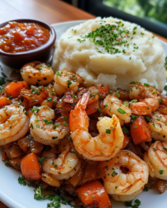 Comforting starch sides with shrimp