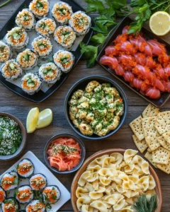 A spread of creative tobiko dishes, including sushi, poke bowls, and appetizers