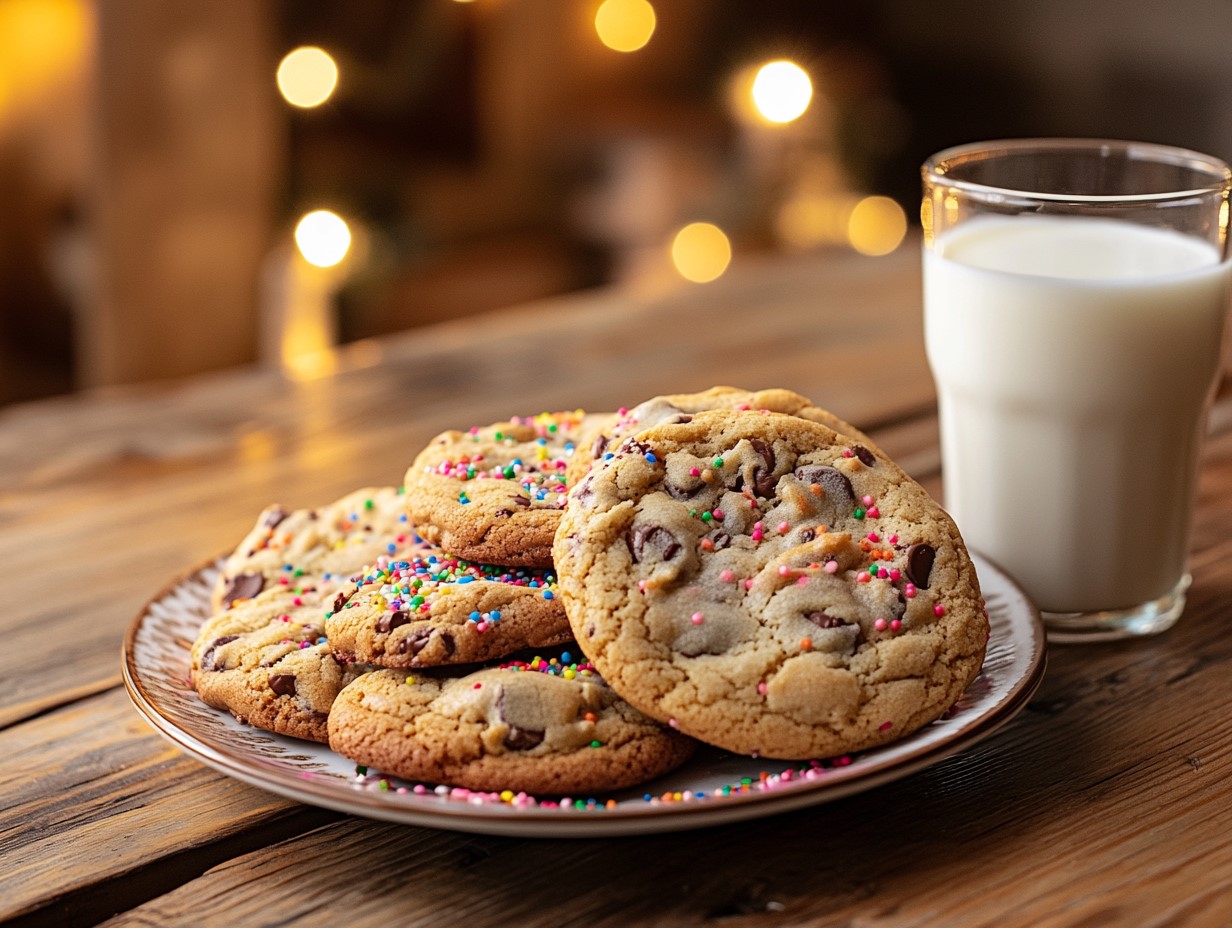 Freshly baked Crumbl-style cookies on a rustic plate
