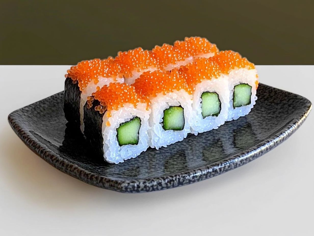 Tobiko and Masago: Vibrant Sushi Rolls with Flying Fish Roe and Smelt Roe