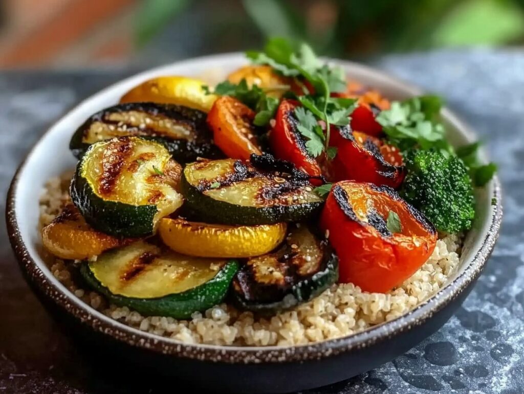 Healthy Quinoa Rice Bowl With Grilled Vegetables