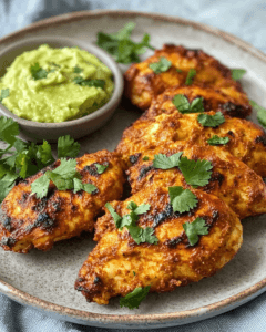 Keto Air Fryer Chicken Tenders with Avocado Dip