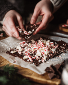 Homemade peppermint bark in the making
