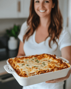 A clean slice of lasagna served from the dish