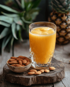 Pineapple juice paired with almonds as a healthy snack option