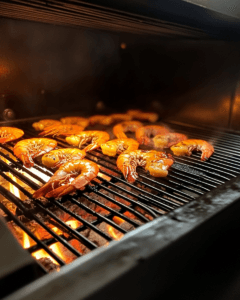 Clean grill grates preheated and oiled for barbecuing