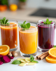 Process of peeling and chopping carrots for juicing