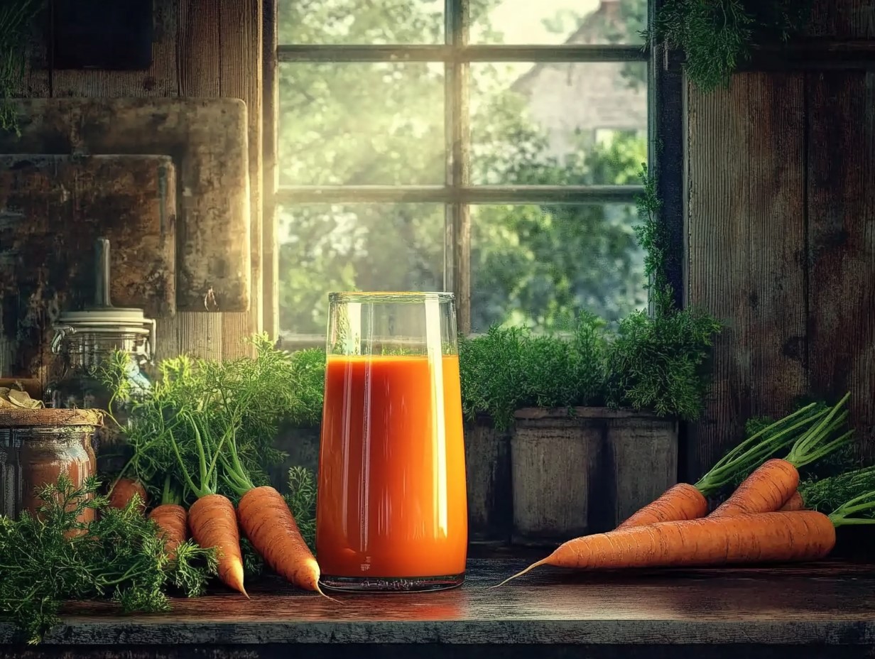 Rustic Fresh Carrot Juice Display