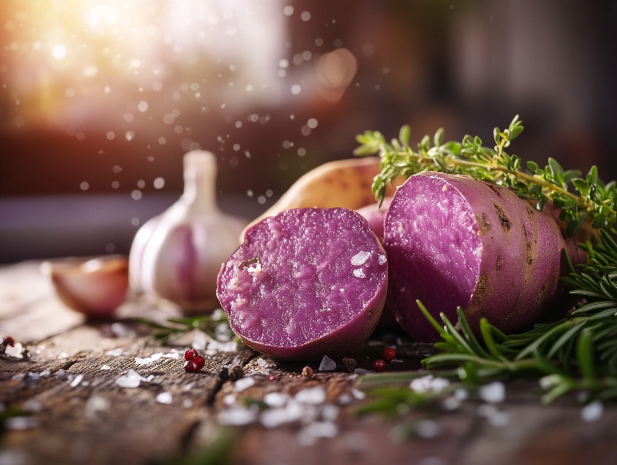 Vibrant Steamed Purple Sweet Potatoes