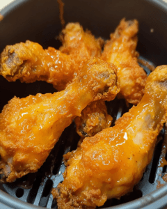 Image of wet-battered chicken in an air fryer