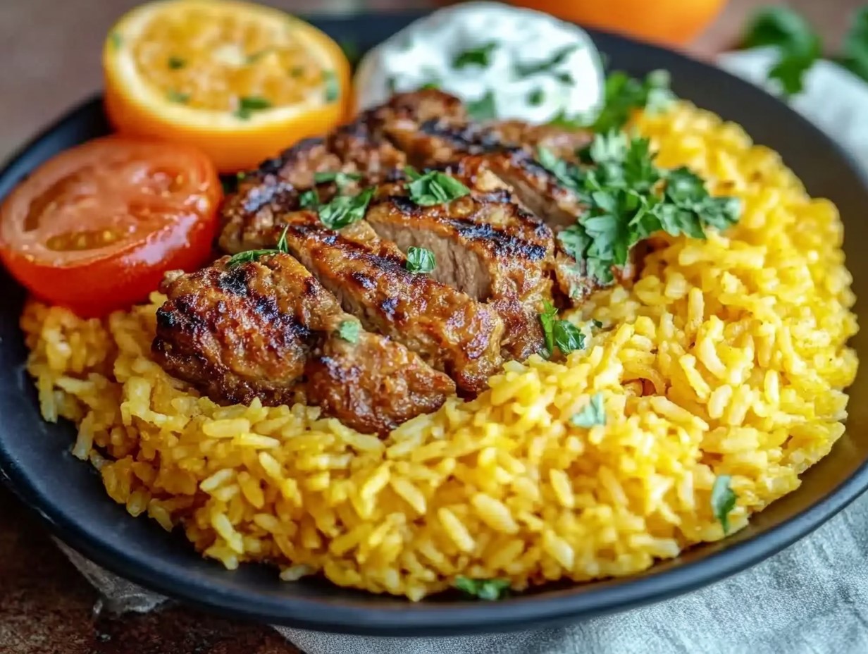 Beautifully Styled Dish Of Yellow Rice Served