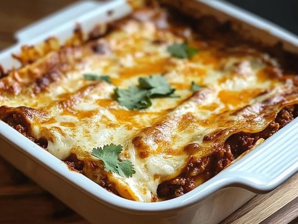 Casserole Dish With Tex Mex Style Taco Lasagna