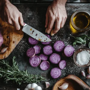 Cozy Kitchen Scene Featuring Hands Peeling