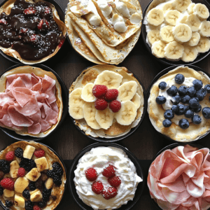 Sweet crêpe filled with Nutella and bananas, paired with coffee