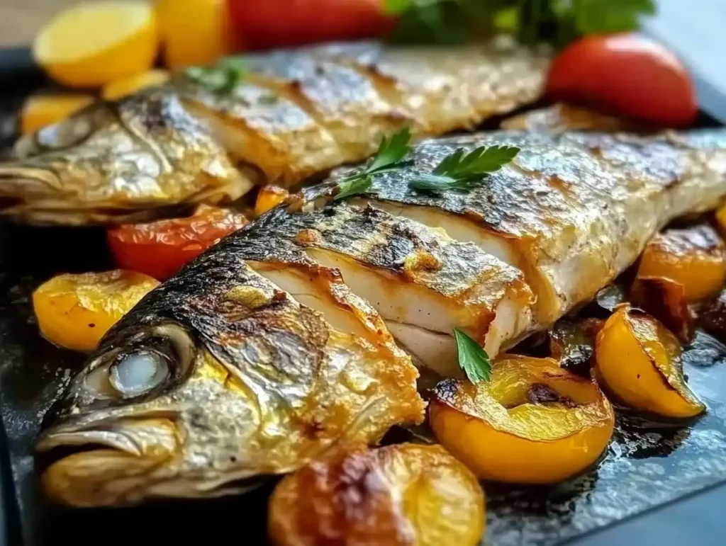 Branzini In Dish With Vegetables