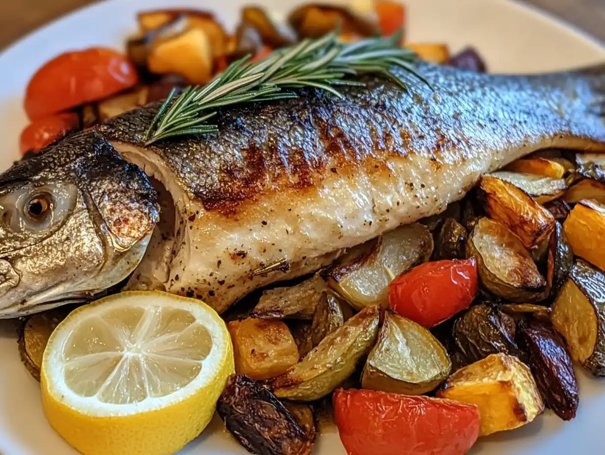 Whole Roasted Bronzini With Mediterranean Garnish