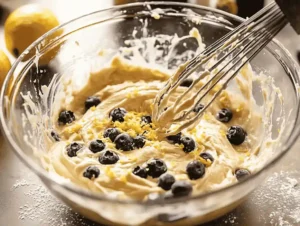 Mixing Lemon Blueberry Bread Batter