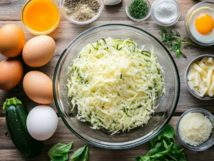 Preparing Fresh Ingredients For Zucchini Pie Min