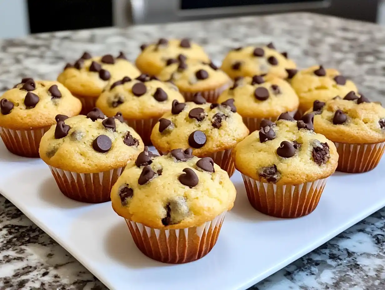 Warm And Fluffy Mini Chocolate Chip Muffins
