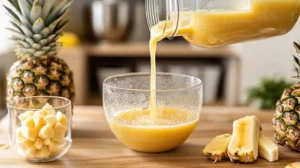 Step By Step Collage Of A Pineapple Banana Smoothie