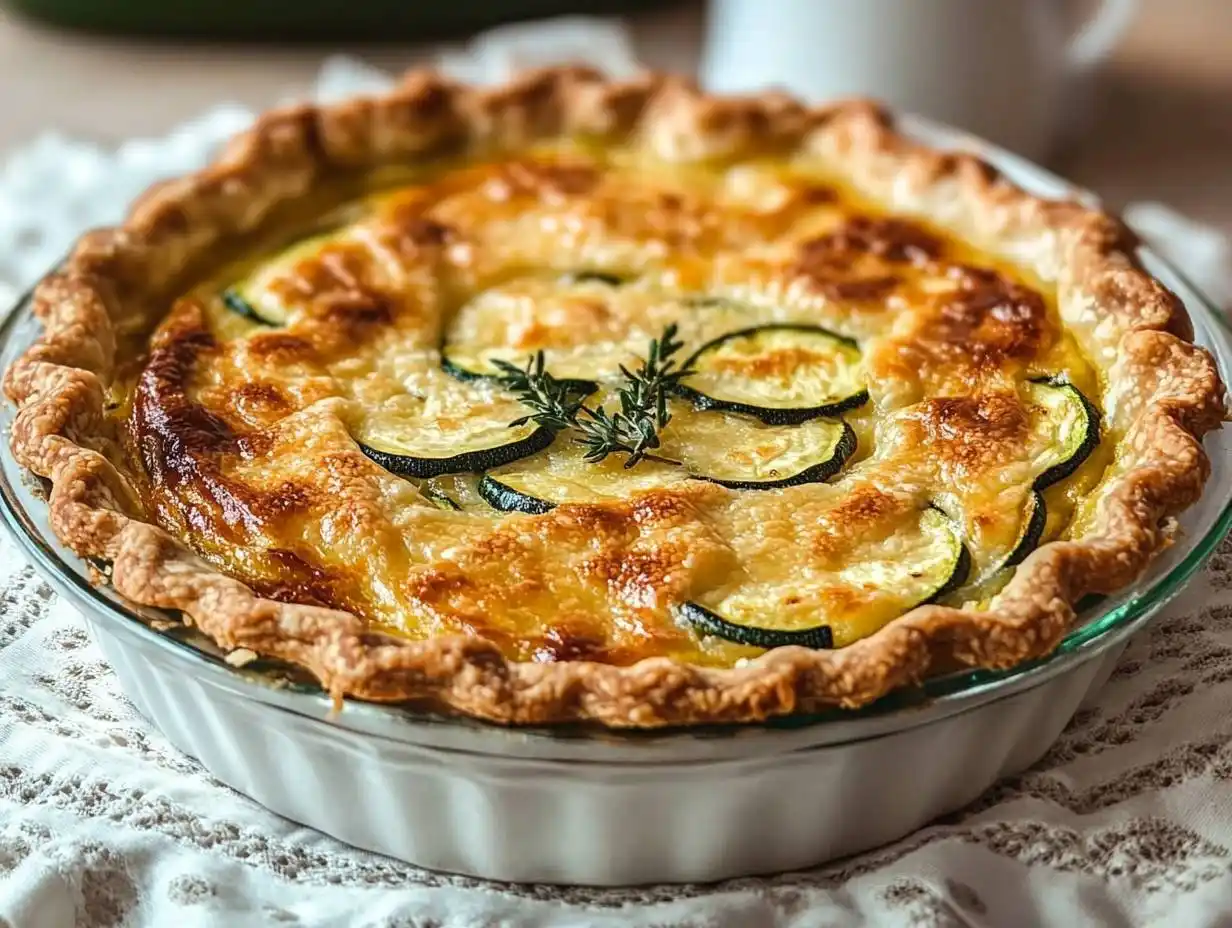 Homemade Zucchini Pie with a golden