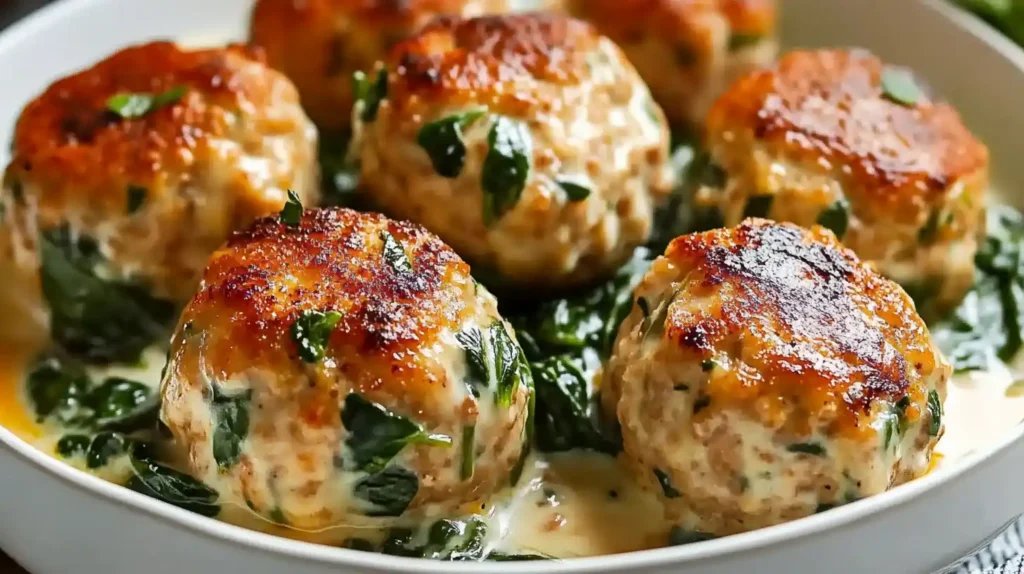 Baked Chicken Ricotta Meatballs With Spinach 