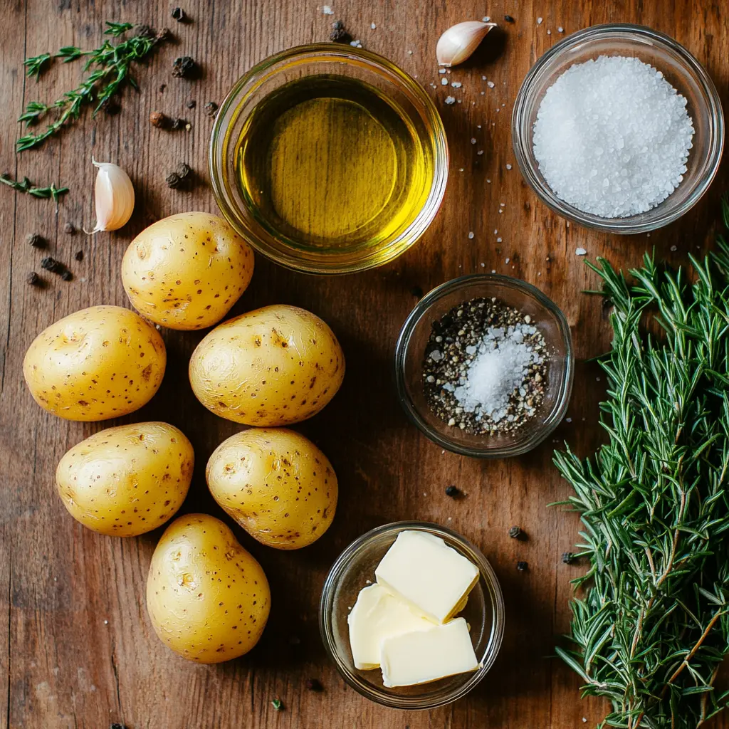 Fresh Ingredients For Crispy Smashed Potatoes Simple & Flavorful Recipe Prep