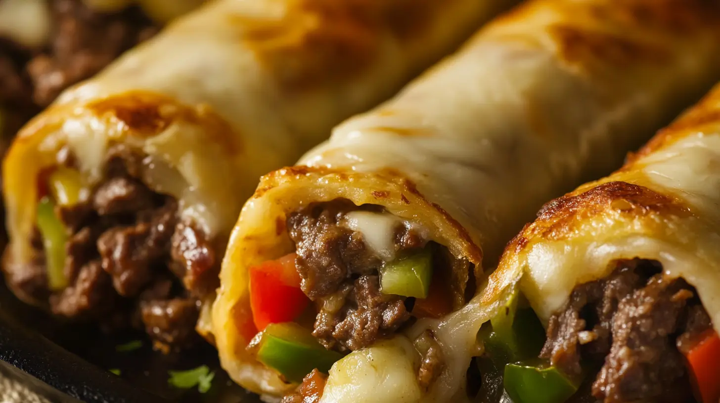Keto Philly Cheesesteak Roll Ups – Low Carb Cheese Wrapped Beef & Veggie Rolls
